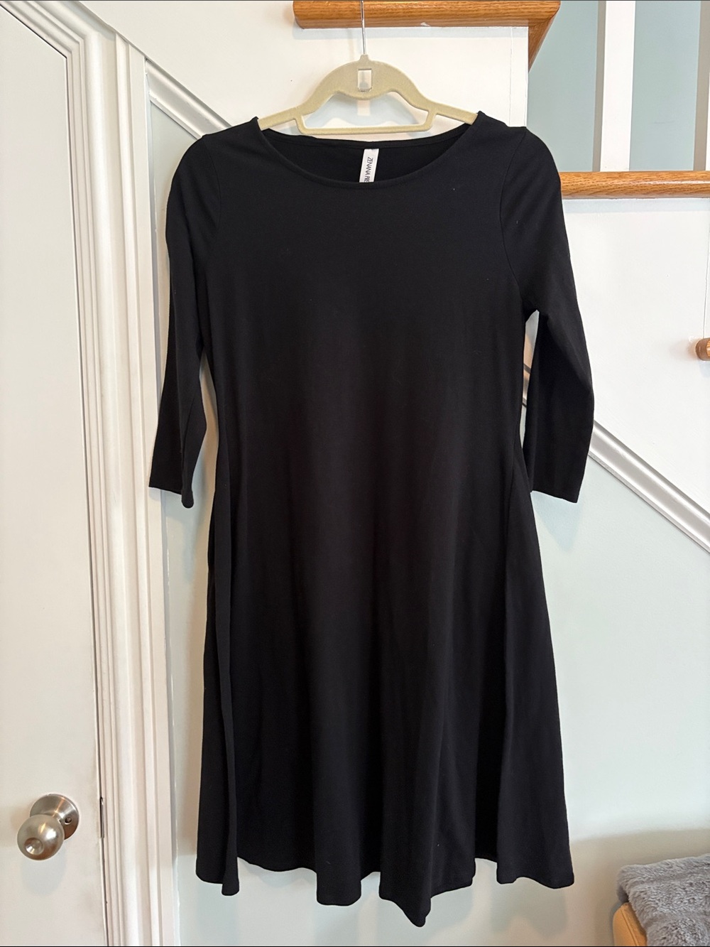 Classic Black Cotton Blend Women's Swing Dress